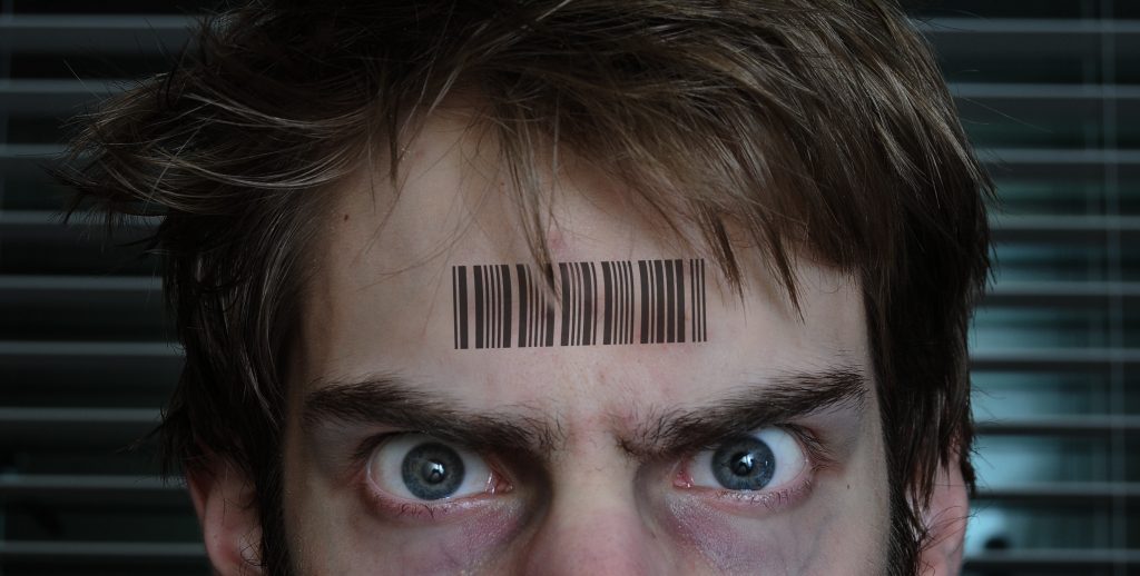 Barcode tatoo representing the mark of the beast