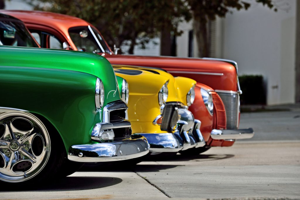 Classic cars at a car show.
