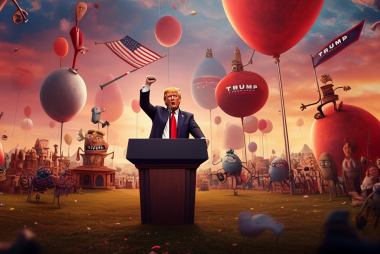 The president stands triumphantly at the podium as Trump Wins the 2024 Election