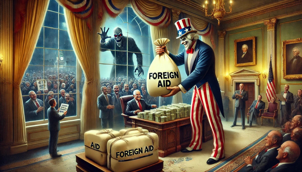 Evil and corrupt members of the US Government give foreign aid to countries that hate America