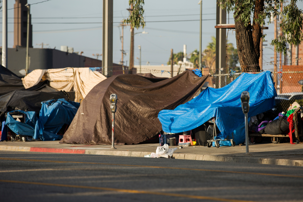 Homeless tent camp in Los Angeles.