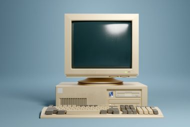 a beige, floppy disk based computer from the dawn of the computer age.