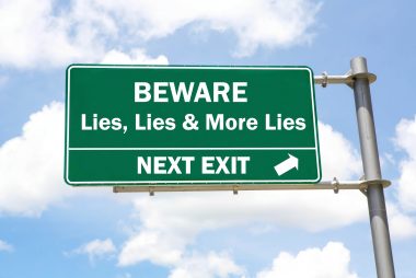 A road sign about the evils the Left has produced that speaks of lies and more lies, next exit.
